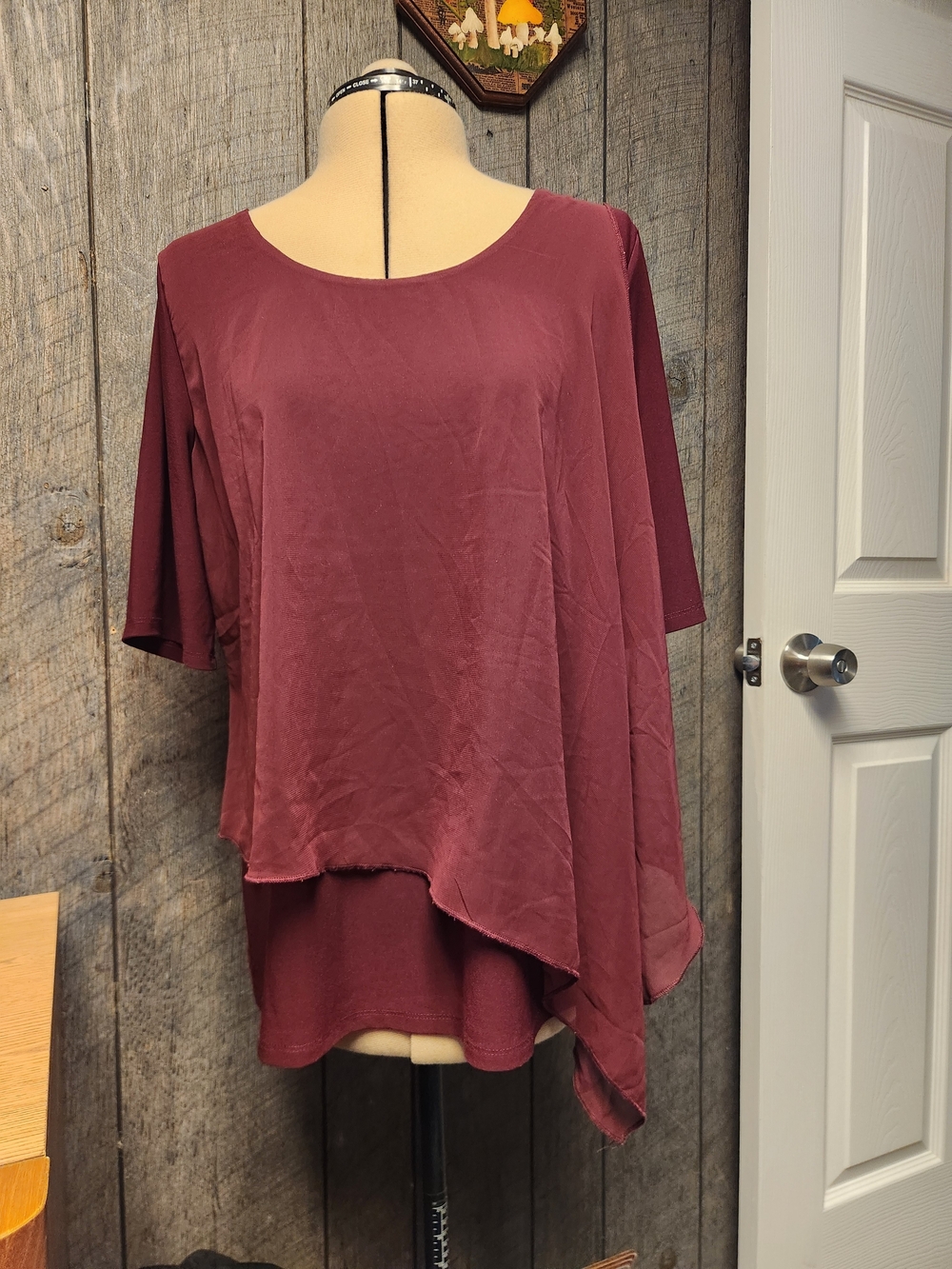 Women's Wine Asymmetrical Layered Top